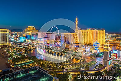 Aerial view of Las Vegas strip in Nevada Editorial Stock Photo