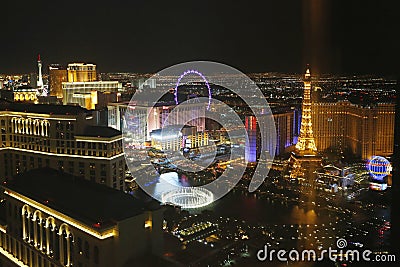 Aerial view of Las Vegas Strip at night Editorial Stock Photo