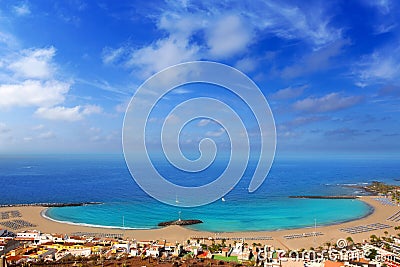 Aerial view Las Vistas beach in Arona Tenerife Stock Photo