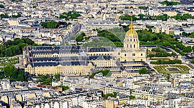 Aerial view of Les Invalides from the Eiffel Towe Editorial Stock Photo