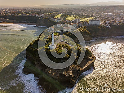 Aerial view Lighthouse in Biarritz, France Stock Photo