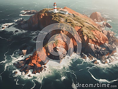 Aerial view of the Lighthouse of Cabo da Roca, Portugal Stock Photo