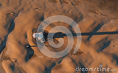 Aerial view of Lighthouse el Far del Fangar on Delta de l'ebre natural park, tarragona, Catalonia, Spain Stock Photo