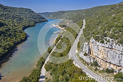 An aerial view of Limski Kanal, Istria, Croatia Stock Photo