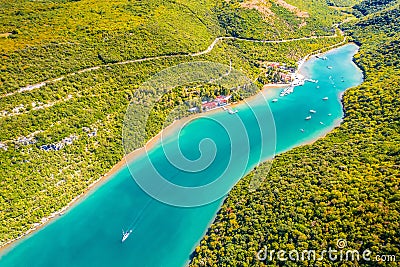 Aerial view of Limski kanal or Lim channel Stock Photo