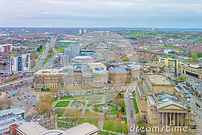 Aerial view of Liverpool including Saint George Hall, Walker art gallery and the world museum, England Editorial Stock Photo