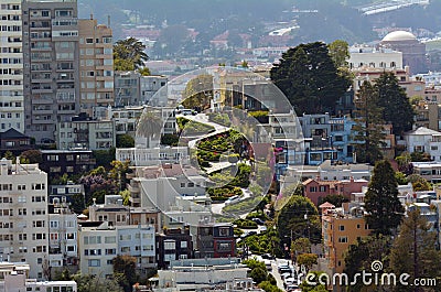 Aerial view of Lombard Street in San Francisco, California Editorial Stock Photo