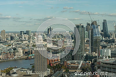 Aerial view of London in late October viewed from the London Eye Editorial Stock Photo