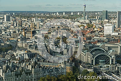 Aerial view of London from London Eye in late October Stock Photo