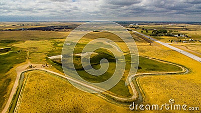 Unique ditch pattern in eastern plains Colorado Stock Photo
