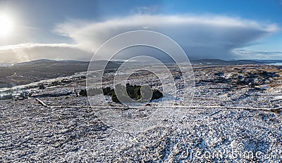 Aerial view Lough McHugh between Doochary and Lettermacaward in Donegal - Ireland Stock Photo
