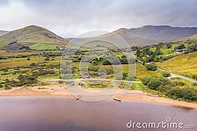 Aerial View of Lough Nafooey in Ireland Stock Photo