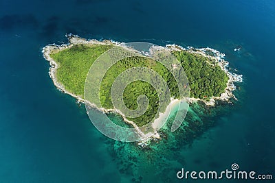 Aerial view.Love Island,Heart Island,Koh Keaw, Buddha Island of Phuket Thailand. Stock Photo