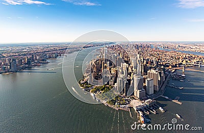 Aerial view of lower Manhattan New York City Stock Photo