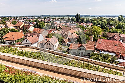 Aerial view of Lysa nad Labem town from monastery terraces, Czech Republ Stock Photo