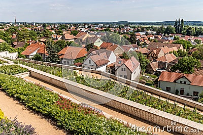Aerial view of Lysa nad Labem town from monastery terraces, Czech Republ Stock Photo
