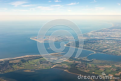 Aerial view of the Maasvlakte and Rotterdam Harbour, Europort on a sunny day Stock Photo