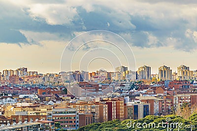 Aerial View Madrid Cityscape Stock Photo