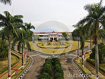 Aerial view, Main gate State College of Sciences Building, IPDN. Editorial Stock Photo