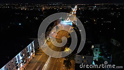 Aerial, Main street, Square, Night, Excerpt, Highway Editorial Stock Photo