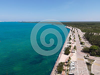 Aerial view of Malecon Tajamar in Cancun, Mexico Stock Photo