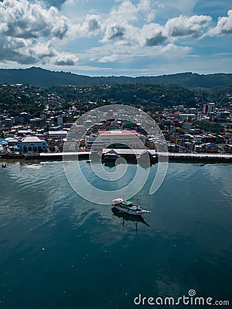 The Aerial View of Mardika, Traditional Market in Ambon City Stock Photo