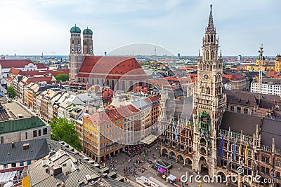Aerial view of Marienplatz Square and New Town Hall in Munich Stock Photo