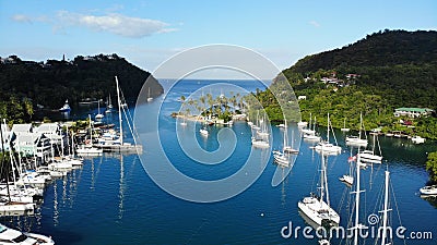 Aerial view, Marigot bay, Saint Lucia Stock Photo