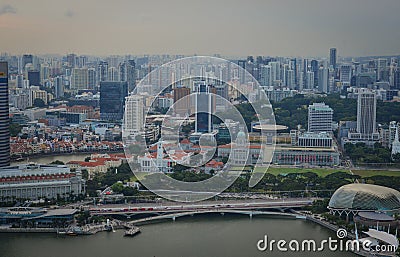 Aerial view of Marina Bay in Singapore Editorial Stock Photo