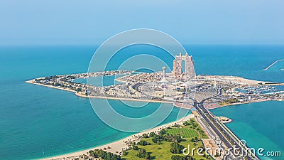 Aerial view of Marina Mall and Marina island in Abu Dhabi, UAE - panoramic view of shopping district Stock Photo