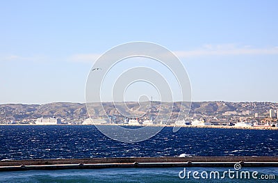 Aerial view of Marseille City and harbor Stock Photo