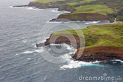 Aerial view of Maui`s North Coast. Road to Hana Stock Photo