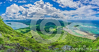 Aerial view of Mauritius islands with Le Morne Brabant, Africa Stock Photo