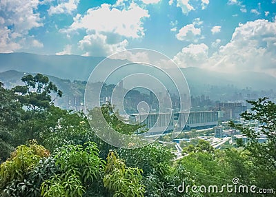 Aerial View of Medellin from Nutibara Hill Stock Photo