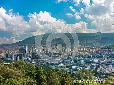 Aerial View of Medellin from Nutibara Hill Stock Photo