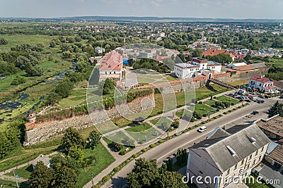 Aerial view of medieval Dubno Castle at Dubno town, Rivne region, Ukraine Stock Photo