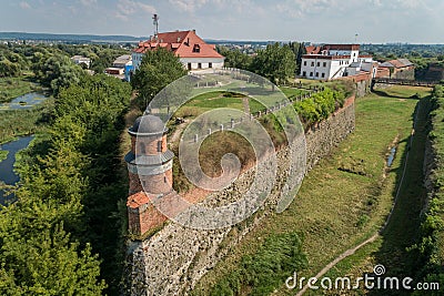 Aerial view of medieval Dubno Castle at Dubno town, Rivne region, Ukraine Stock Photo