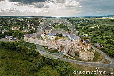 Aerial view of Ð° medieval fortress in Medzhybizh, Khmelnytska Oblast, Ukraine Stock Photo