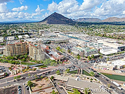 Aerial view of mega shopping mall in Scottsdale, Arizona east of state capital Phoenix. Editorial Stock Photo