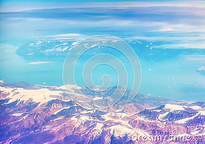 aerial view melting glaciers greenland Stock Photo