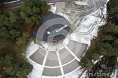 Aerial view of Mersrags village bandstand, Latvia Stock Photo