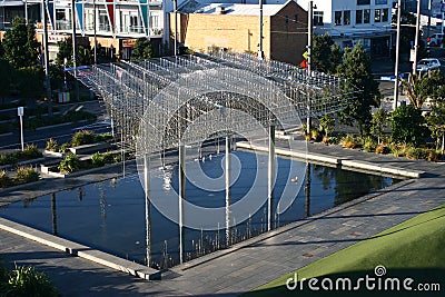 Stainless steel sculpture of Wind Tree by Michio Ihara, Silo Park, Auckland, New Zealnd Editorial Stock Photo