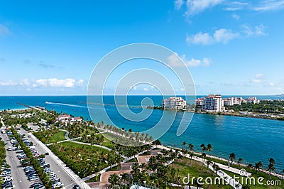 Aerial View of Miami South Pointe Park Stock Photo
