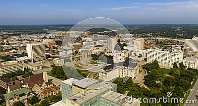 Aerial View Mid Day at the State Capital Building in Topeka Kansas USA Stock Photo