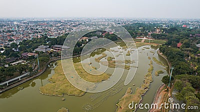 Aerial View of the Miniature of Indonesia Map, Taman Mini Indonesia Indah, Asia. Jakarta, Indonesia, September 2, 2023 Editorial Stock Photo