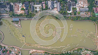 Aerial View of the Miniature of Indonesia Map, Taman Mini Indonesia Indah, Asia. Jakarta, Indonesia, September 2, 2023 Editorial Stock Photo