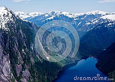 Aerial View of Misty Fjords Stock Photo