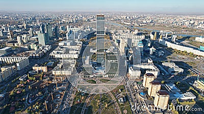 Aerial view of the modern Abu Dhabi Plaza Complex among the Nur Sultan, Astana cityscape Editorial Stock Photo
