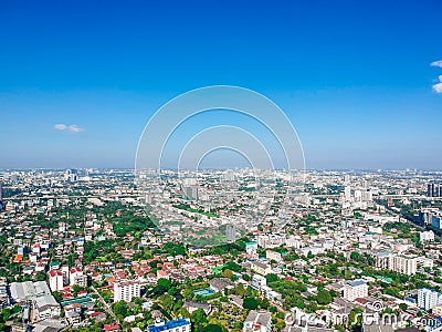 Aerial view of modern building skyscraper sunny day Stock Photo