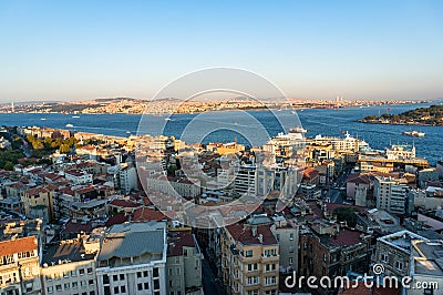 Aerial view of modern transcontinental Istanbul megalopolis city Stock Photo